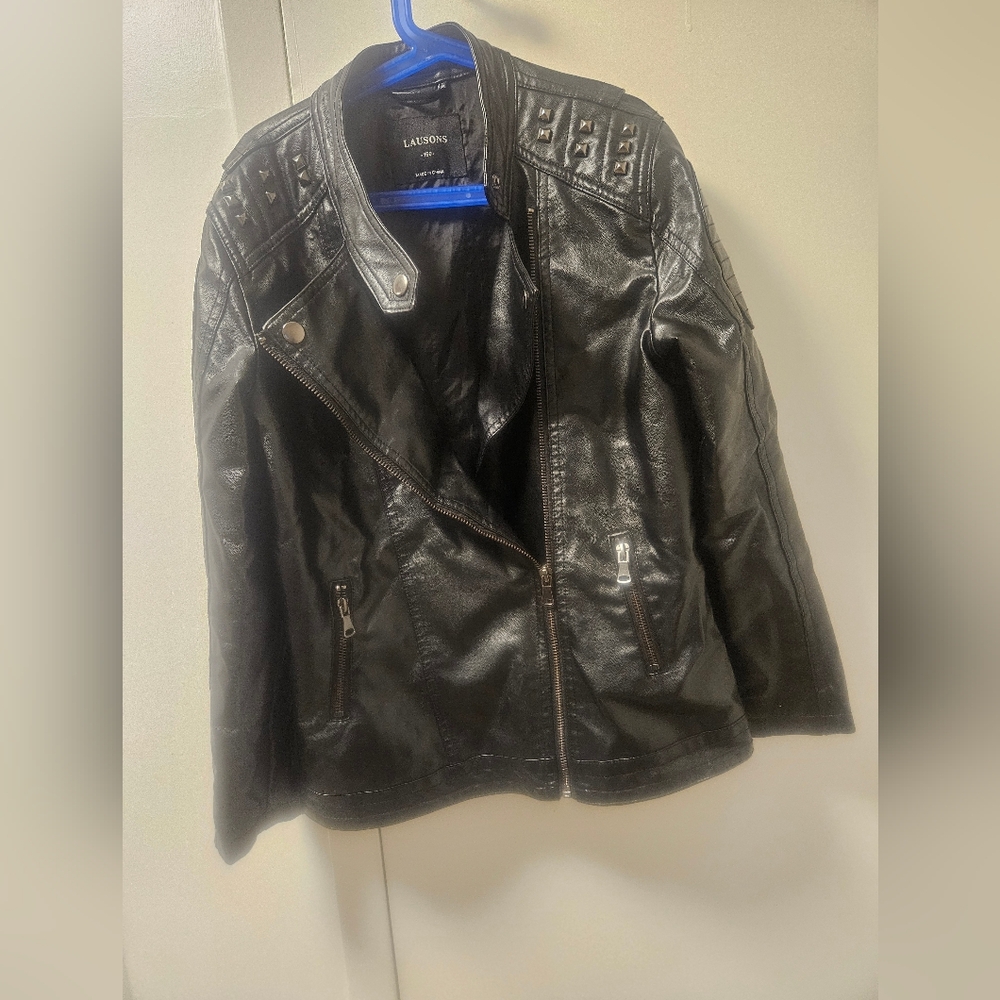 Boys Black Faux Leather Studded Jacket